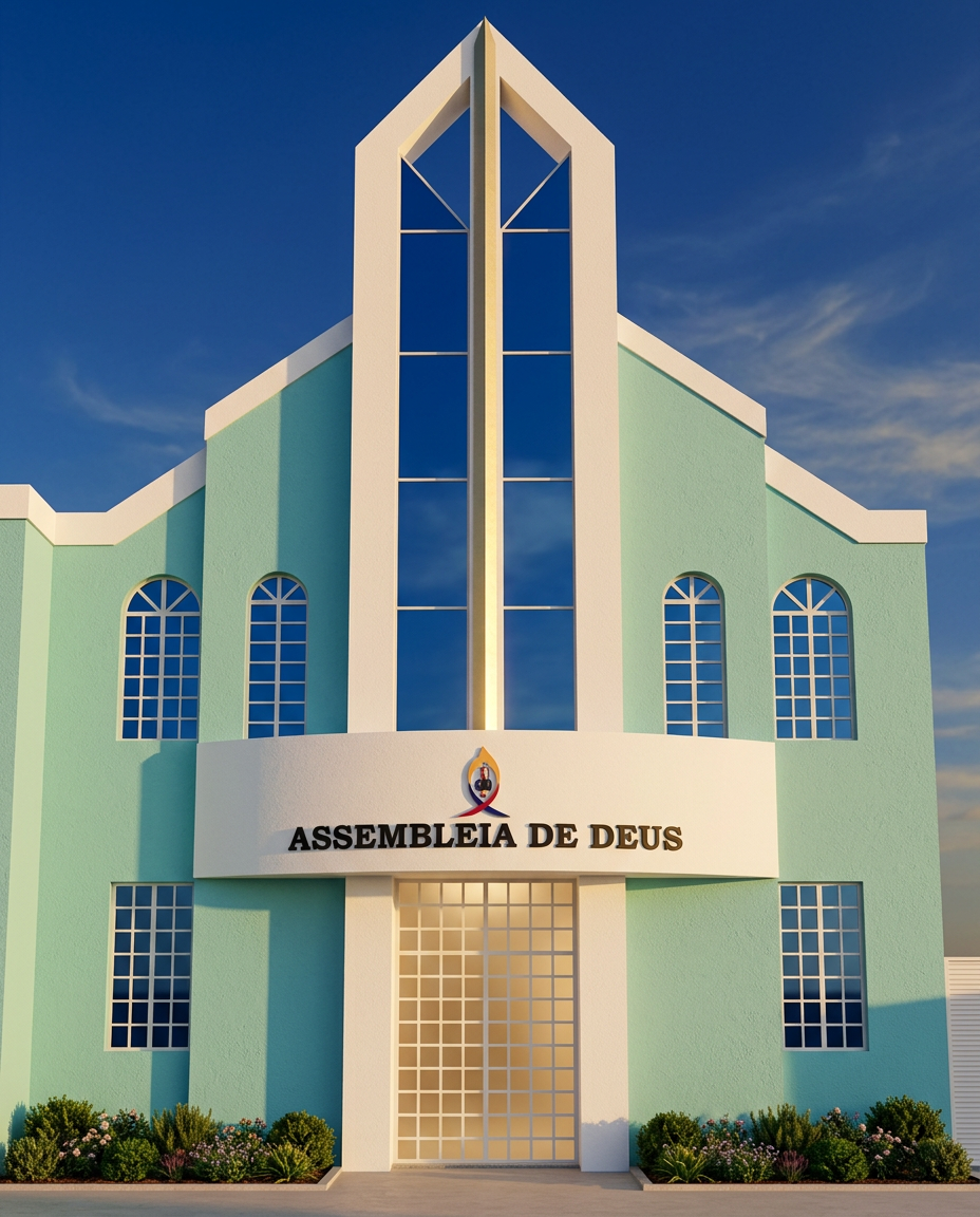 Fachada prevista do novo templo da Assembleia de Deus em Porto da Rua